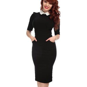 Collectif Winona pencil dress in black and white